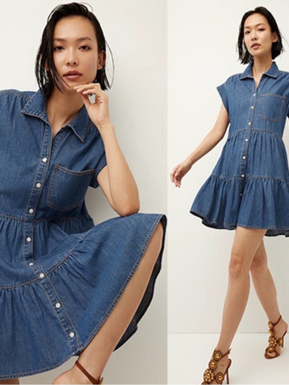 Veronica Beard Trisha Denim Button Front Mini Dress Large L